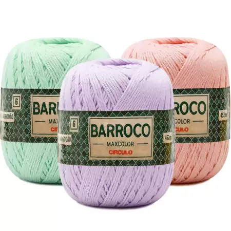 Kit Barbante Barroco MaxColor Candy Colors N.06 400g com 03 Und